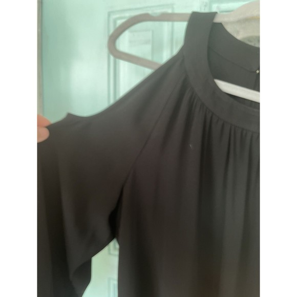 Nine West Dress Black 6 Crystal Cold Shoulder 3/4 Long Sleeve Holiday Party - Picture 10 of 12